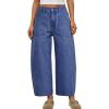 imageTrendy Queen Womens High Waisted Barrel Jeans  Vintage Wide Leg amp Ankle Length Denim Pants for Casual ComfortBlue
