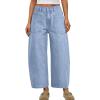 imageTrendy Queen Womens High Waisted Barrel Jeans  Vintage Wide Leg amp Ankle Length Denim Pants for Casual ComfortIcelandblue