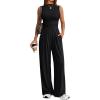 imageTrendy Queen Womens One Piece Jumpsuit  Sleeveless Mock Neck Palazzo Romper with Pockets Casual Summer OutfitsBlack