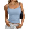 imageTrendy Queen Womens Soft Stretchy Tank Tops Adjustable Strap Cami Non SeeThrough Slim Fit Summer Going Out CamisoleLight Blue