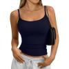 imageTrendy Queen Womens Soft Stretchy Tank Tops Adjustable Strap Cami Non SeeThrough Slim Fit Summer Going Out CamisoleNavy
