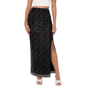 imageTrendy Queen Floral Long Skirts for Women Trendy Mesh Y2k Skirt Bodycon Dress Vacation Outfits Summer Clothes 2026Black Purple Floral