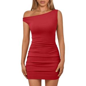 imageTrendy Queen Off The Shoulder Bodycon Mini Summer Dresses for Women 2026 Going Out Party Club Dress Spring FashionRed