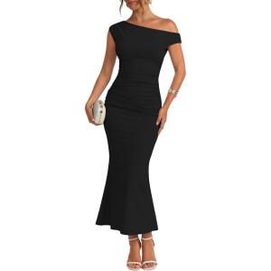 imageTrendy Queen Off the Shoulder Formal Cocktail Dresses for Women Wedding Guest Elegant Bodycon Summer 2026 Maxi Party DressBlack