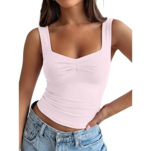 imageTrendy Queen Sweetheart Neck Bustier Going Out Tops Double Lined Backless Crop Summer Tank TopLight Pink
