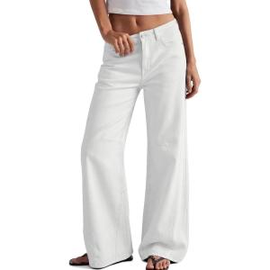 imageTrendy Queen Womens High Waisted Wide Leg Barrel Jeans Stretch Baggy Flare Denim PantsWhite