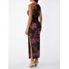 imageTrendy Queen Bodycon Maxi Dress Womens Sleeveless Floral Print Fitted Party Club Ruched Dresses with Side SlitBlack