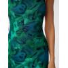 imageTrendy Queen Bodycon Maxi Dress Womens Sleeveless Floral Print Fitted Party Club Ruched Dresses with Side SlitBlue Green