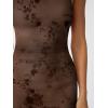 imageTrendy Queen Bodycon Maxi Dress Womens Sleeveless Floral Print Fitted Party Club Ruched Dresses with Side SlitBrown