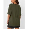 imageTrendy Queen Plus Size Oversized VNeck Tshirt Breathable Elastic Fabric Tunic for Workout Gym Casual Homing WearArmy Green