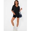 imageTrendy Queen Plus Size Oversized VNeck Tshirt Breathable Elastic Fabric Tunic for Workout Gym Casual Homing WearBlack