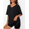 imageTrendy Queen Plus Size Oversized VNeck Tshirt Breathable Elastic Fabric Tunic for Workout Gym Casual Homing WearBlack