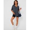 imageTrendy Queen Plus Size Oversized VNeck Tshirt Breathable Elastic Fabric Tunic for Workout Gym Casual Homing WearBlack Grey
