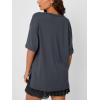 imageTrendy Queen Plus Size Oversized VNeck Tshirt Breathable Elastic Fabric Tunic for Workout Gym Casual Homing WearBlack Grey