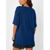 imageTrendy Queen Plus Size Oversized VNeck Tshirt Breathable Elastic Fabric Tunic for Workout Gym Casual Homing WearBlue