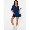 imageTrendy Queen Plus Size Oversized VNeck Tshirt Breathable Elastic Fabric Tunic for Workout Gym Casual Homing WearBlue