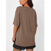 imageTrendy Queen Plus Size Oversized VNeck Tshirt Breathable Elastic Fabric Tunic for Workout Gym Casual Homing WearBrown