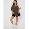 imageTrendy Queen Plus Size Oversized VNeck Tshirt Breathable Elastic Fabric Tunic for Workout Gym Casual Homing WearCoffee Brown