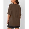 imageTrendy Queen Plus Size Oversized VNeck Tshirt Breathable Elastic Fabric Tunic for Workout Gym Casual Homing WearCoffee Brown