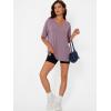 imageTrendy Queen Plus Size Oversized VNeck Tshirt Breathable Elastic Fabric Tunic for Workout Gym Casual Homing WearDark Pink