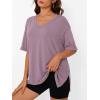 imageTrendy Queen Plus Size Oversized VNeck Tshirt Breathable Elastic Fabric Tunic for Workout Gym Casual Homing WearDark Pink