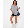 imageTrendy Queen Plus Size Oversized VNeck Tshirt Breathable Elastic Fabric Tunic for Workout Gym Casual Homing WearGrey