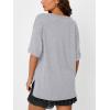 imageTrendy Queen Plus Size Oversized VNeck Tshirt Breathable Elastic Fabric Tunic for Workout Gym Casual Homing WearGrey
