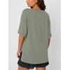imageTrendy Queen Plus Size Oversized VNeck Tshirt Breathable Elastic Fabric Tunic for Workout Gym Casual Homing WearGrey Green