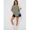 imageTrendy Queen Plus Size Oversized VNeck Tshirt Breathable Elastic Fabric Tunic for Workout Gym Casual Homing WearGrey Green