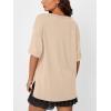 imageTrendy Queen Plus Size Oversized VNeck Tshirt Breathable Elastic Fabric Tunic for Workout Gym Casual Homing WearLight Khaki