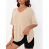 imageTrendy Queen Plus Size Oversized VNeck Tshirt Breathable Elastic Fabric Tunic for Workout Gym Casual Homing WearLight Khaki