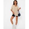imageTrendy Queen Plus Size Oversized VNeck Tshirt Breathable Elastic Fabric Tunic for Workout Gym Casual Homing WearLight Khaki