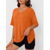 imageTrendy Queen Plus Size Oversized VNeck Tshirt Breathable Elastic Fabric Tunic for Workout Gym Casual Homing WearOrange