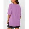 imageTrendy Queen Plus Size Oversized VNeck Tshirt Breathable Elastic Fabric Tunic for Workout Gym Casual Homing WearPurple