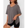 imageTrendy Queen Plus Size Oversized VNeck Tshirt Breathable Elastic Fabric Tunic for Workout Gym Casual Homing WearTaupe