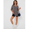 imageTrendy Queen Plus Size Oversized VNeck Tshirt Breathable Elastic Fabric Tunic for Workout Gym Casual Homing WearTaupe