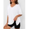 imageTrendy Queen Plus Size Oversized VNeck Tshirt Breathable Elastic Fabric Tunic for Workout Gym Casual Homing WearWhite