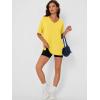 imageTrendy Queen Plus Size Oversized VNeck Tshirt Breathable Elastic Fabric Tunic for Workout Gym Casual Homing WearYellow