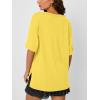 imageTrendy Queen Plus Size Oversized VNeck Tshirt Breathable Elastic Fabric Tunic for Workout Gym Casual Homing WearYellow