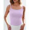 imageTrendy Queen Spaghetti Strap Crop Tank Tops for Women Cute Summer Camisoles for Teens Fitted Basic Layering Cami UndershirtsPurple