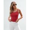 imageTrendy Queen Spaghetti Strap Crop Tank Tops for Women Cute Summer Camisoles for Teens Fitted Basic Layering Cami UndershirtsRed