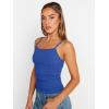 imageTrendy Queen Womens Adjustable Camisole Sleeveless Square Neck Spaghetti Strap Tank Tops Basic ShirtBorland