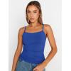 imageTrendy Queen Womens Adjustable Camisole Sleeveless Square Neck Spaghetti Strap Tank Tops Basic ShirtBorland