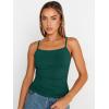 imageTrendy Queen Womens Adjustable Camisole Sleeveless Square Neck Spaghetti Strap Tank Tops Basic ShirtDark Green
