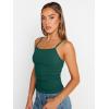 imageTrendy Queen Womens Adjustable Camisole Sleeveless Square Neck Spaghetti Strap Tank Tops Basic ShirtDark Green