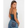 imageTrendy Queen Womens Adjustable Camisole Sleeveless Square Neck Spaghetti Strap Tank Tops Basic ShirtDusty Navy