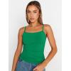imageTrendy Queen Womens Adjustable Camisole Sleeveless Square Neck Spaghetti Strap Tank Tops Basic ShirtGrass Green