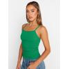 imageTrendy Queen Womens Adjustable Camisole Sleeveless Square Neck Spaghetti Strap Tank Tops Basic ShirtGrass Green