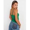 imageTrendy Queen Womens Adjustable Camisole Sleeveless Square Neck Spaghetti Strap Tank Tops Basic ShirtGrass Green
