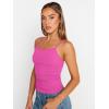 imageTrendy Queen Womens Adjustable Camisole Sleeveless Square Neck Spaghetti Strap Tank Tops Basic ShirtHot Pink